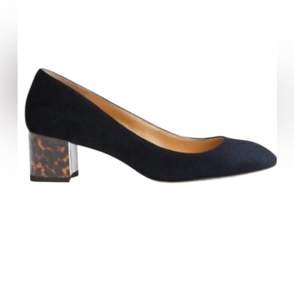 Ann Taylor Lorene Black Suede Round Toe Tort Block Heel 10